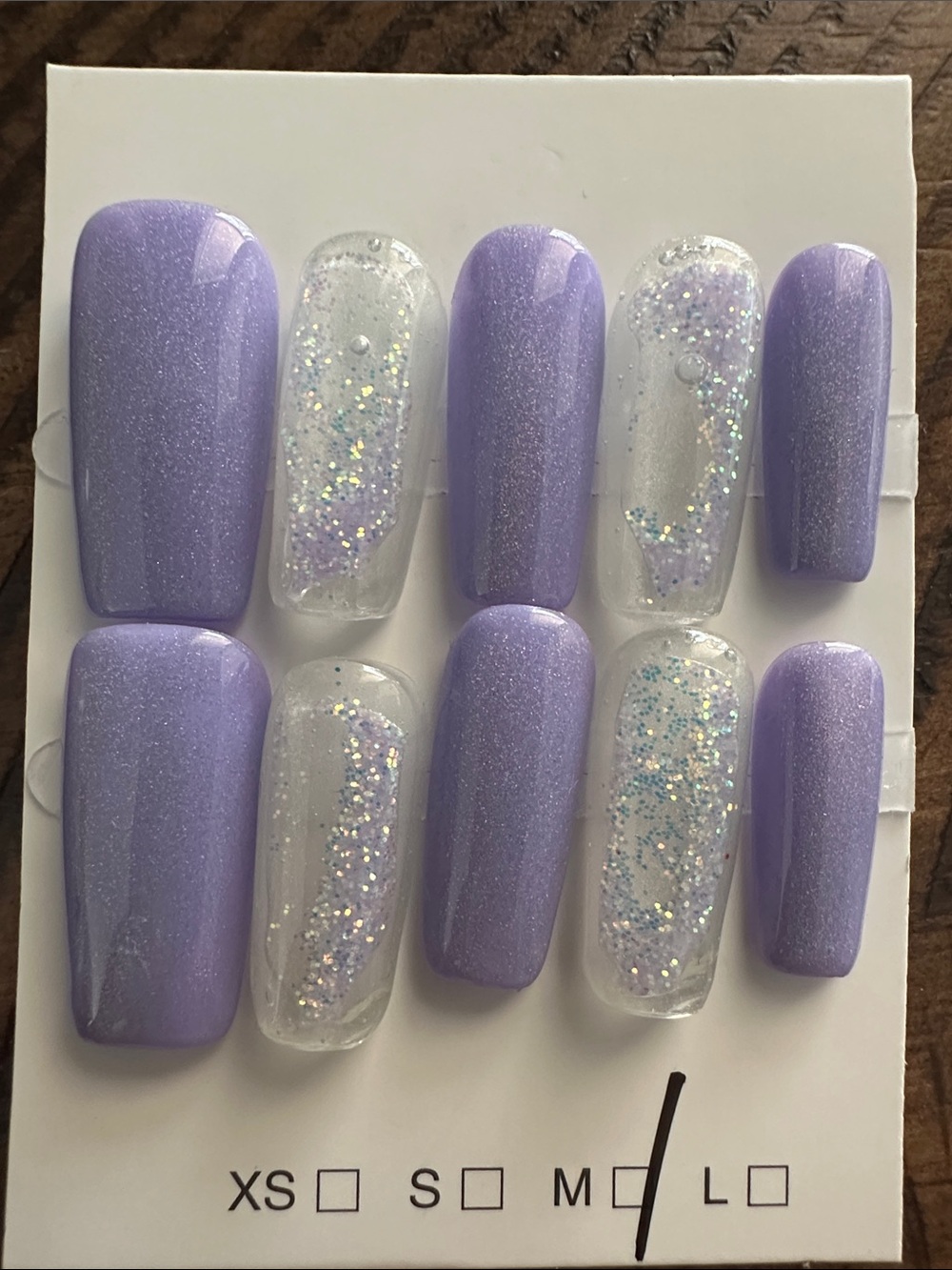 Lavender & Iridescent Glitter Press-On Water Nails